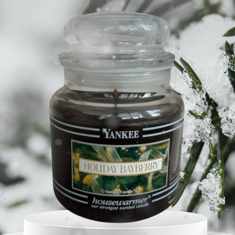 Yankee Candle Jar Holiday Bayberry Rare Vintage Black Band Dark Green 14.5 Oz